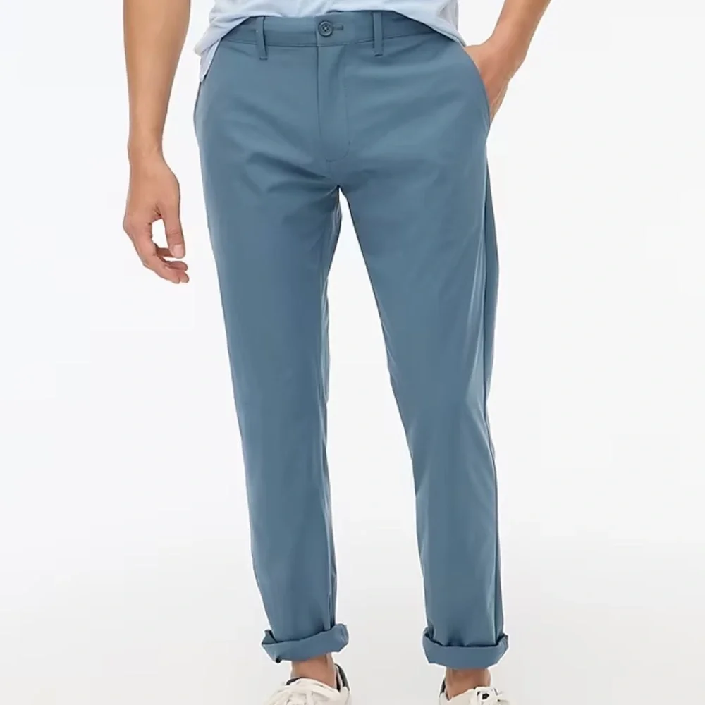 J crew slim fit tech pants mountain fog blue